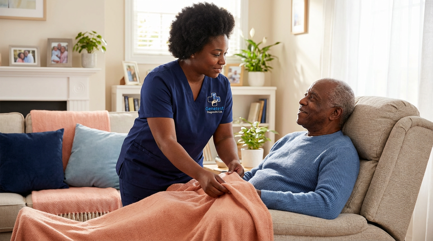 Medical professional providing home care service to patient